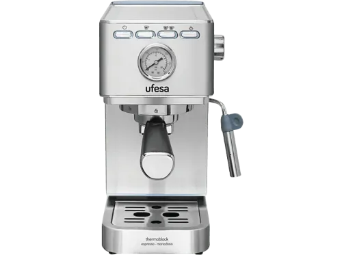 Cafetera express Ufesa CE8030 MILAZZO 20 bares 1350 W 2 tazas Sistema Thermoblock Plata