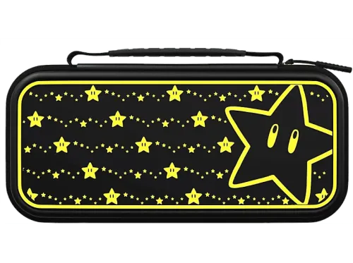 Funda PDP Travel Case Plus Glow Stars Para Nintendo Switch Con cremallera Negro y amarillo