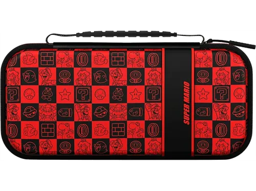Funda PDP Travel Case Plus Glow Super Icon Para Nintendo Switch Con cremallera Rojo y negro