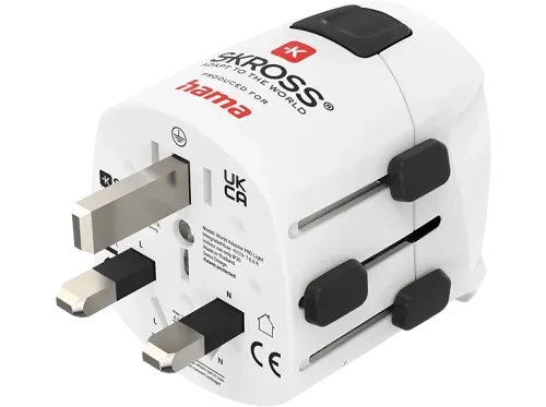 Adaptador enchufe Hama World Travel Pro Light 3 clavijas Universal 250 V Blanco