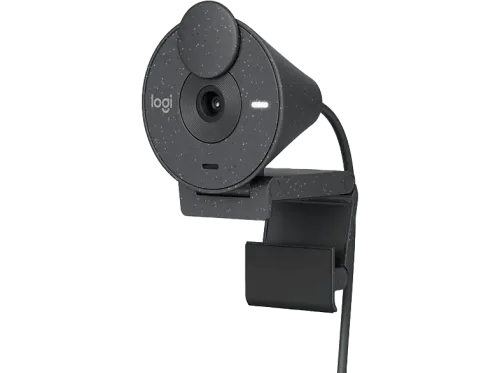 Webcam Logitech Brio 300 Full HD Micrófono con reducción de ruido USB-C Corrección de luz Windows Mac Obturador de privacidad Negro