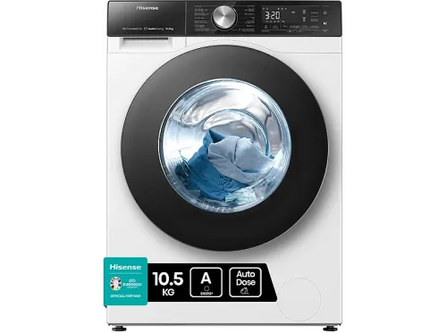 Lavadora carga frontal Hisense WF5S1045BW 10.5 kg 1400 rpm Auto-Dosificación Motor Inverter WiFi Blanco