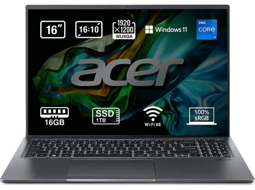 Portátil Acer Swift X SFX16-52G-7295 16" WUXGA Intel® Core™ i7-1260P 16GB RAM 1TB SSD Intel® Arc™ 3 A370M Windows 11 Home