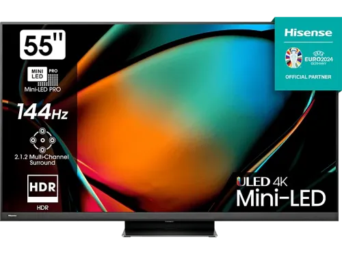 TV Mini LED 55" Hisense 55U8KQ UHD 4K Quad Core MT9618 Quantum Dot Colour Sonido multicanal Negro