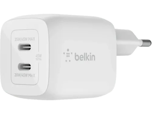 Cargador Belkin BoostCharge Pro USB-C 65 W Carga Rápida Tecnología GaN Blanco