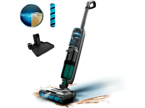 Escoba friegasuelos Cecotec FreeGo Wash&Vacuum Spray Aspira y friega 250 W 700 ml 35 min Spray integrado Incluye base de autolimpieza Negro