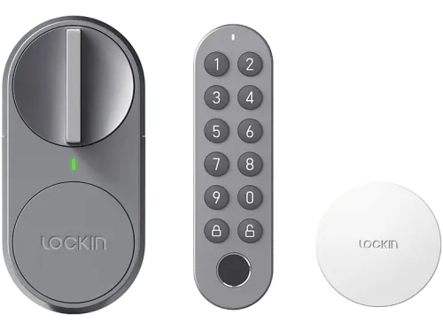 Cerradura electrónica Muvit IO  Pack retrofit DIY Inteligente + Teclado dactilar + Bridge WiFi Bluetooth Gris