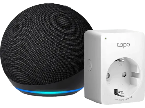 Pack de Echo Dot (5ª Gen) Altavoz inteligente con Alexam Antracita + Enchufe inteligente ‎TP-Link Tapo P100 Mini Wi-Fi Bluetooth 4.2 Blanco