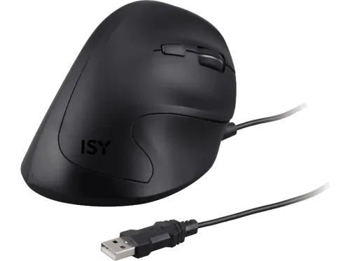 Ratón ISY IEM-2000 Ergonómico 5 botones Con cable Sensor óptico Hasta 3200 dpi Negro