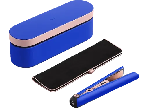 Plancha de pelo Dyson Corrale™ Blue Blush Sin Cable Placas flexibles Edición Especial Bolsa de viaje 210°C