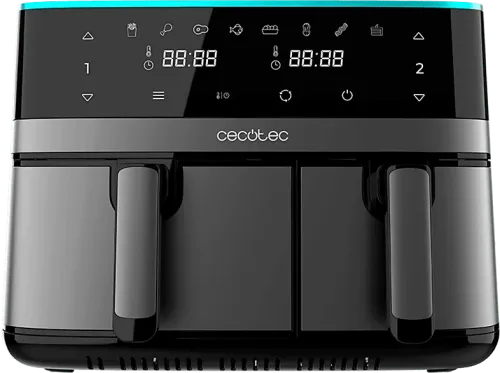 Freidora de aire Cecotec Cecofry DuoSize 9000 2700 W 9 L Cocción dual Dos cubetas independientes 5.5L-3.5L 8 Modos Black