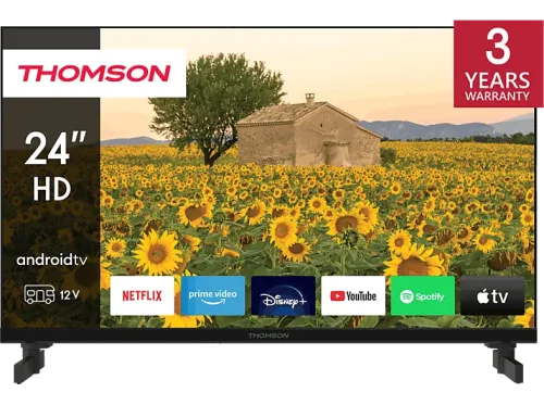 TV DLED 24" Thomson 24HA2S13C HD ARM CA55 Quad core Adaptador 12 V Android TV Negro