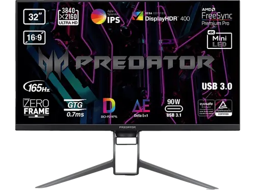 Monitor gaming Acer Predator X32FP 32" UHD 4K 0.7 ms 160 Hz 4xHDMI(2.1)+1xDP(1.4)+1xUSB 3.1 Type-C+1xUSB 3.0+2xAltavoces 7W FreeSync Premium