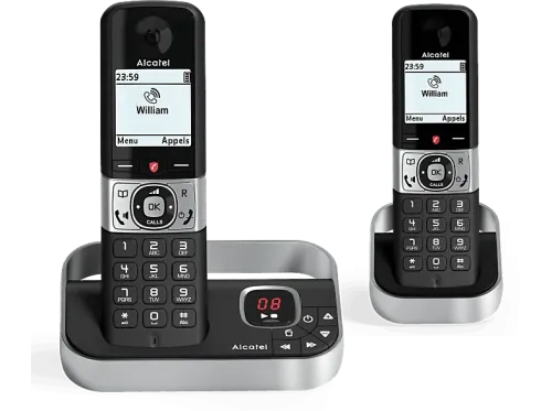 Teléfono Alcatel F890 Duo Inalámbrico Contestador Bloqueo de llamadas Agenda para 200 contactos Manos libres Negro