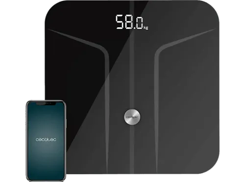 Báscula inteligente Cecotec Surface Precision 9750 Smart Healthy Hasta 180 kg Apagado y encendido automático Vidrio templado App Negro