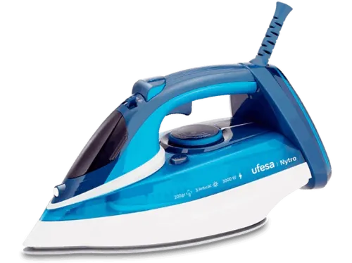 Plancha de vapor Ufesa Nytro 3000W Golpe vapor 200g 450 ml Triple sistema antical Planchado vertical Azul