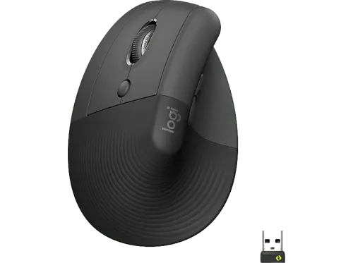 Ratón inalámbrico Logitech Lift Vertical Ergonómico Mano izquierda 4000 ppp Botones personalizables Multidispositivo Windows-Mac USB Negro