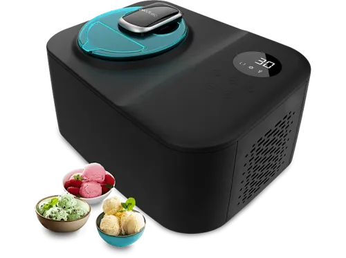 Heladera Cecotec Gelacy 1200 Touch Compresor 110 W 1.2 l Control táctil Cuenco y motor extraíble Ventana Incluye cuchilla de mezcla Black