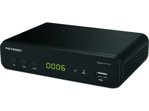 Receptor TDT Metronic ZapBox DVB-T2 HEVC HD-SP.1 Botón SOS Sintonización automática USB Negro