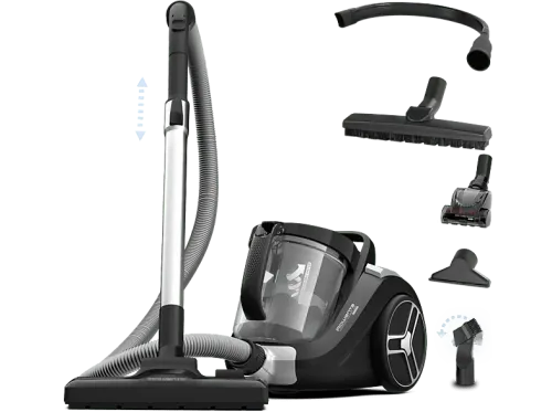 Aspirador sin bolsa Rowenta Compact Power XXL RO4B75 900W 2.5 L Filtración Ciclónica 3 niveles Radio acción 8.8 m 75 dB(A) Kit Limpieza Negro