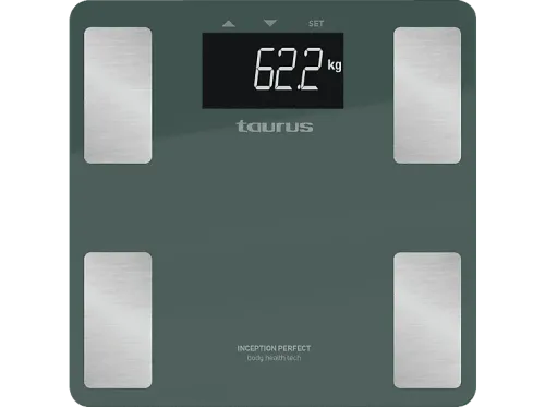 Báscula de baño Taurus Inception Perfect 180 kg 2 pilas AAA Apagado automático ultra plano Gris