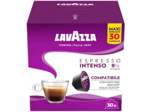 Cápsulas monodosis Lavazza Espresso intenso Robusta y Arábica Compatible con Nespresso 30 cápsulas