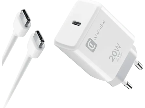 Cargador CellularLine ACHIPHKITC2CPD20WW Kit cargador y cable Para iPhone USB-C 20W Blanco