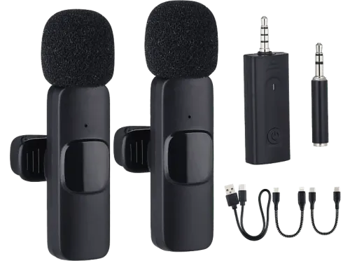 Micrófono NK-IG33009KIT Solapa 2 unidades Funcionamiento 5-6 h Lightning USB-C Negro
