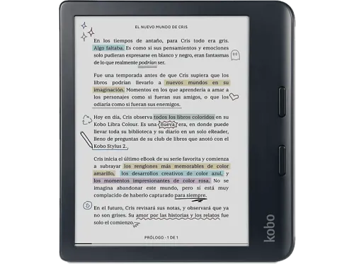 eBook Kobo Libra Colour 7" E Ink Kaleido 3 32 GB FastGLR IPX8 Pantalla color Negro