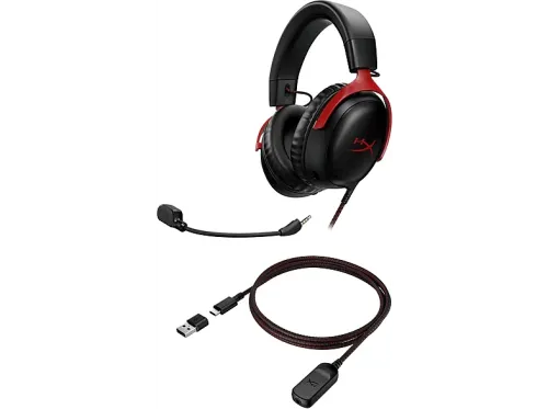 Auriculares gaming HyperX Cloud III Con cable Audio espacial DTS® Compatible PS5 XBOX Series X|S Switch Mac y móviles Rojo