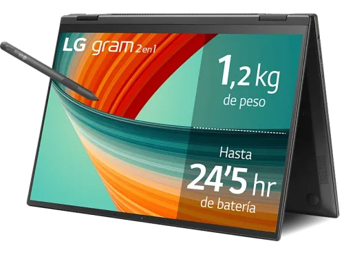 Convertible 2 en 1 LG 14T90R-G.AA75B 14" WUXGA Intel® Evo™ Core™ i7-1360P 16GB RAM 512GB Windows 11 Home Negro