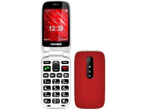 Móvil Telefunken S445 Rojo 32MB RAM 2.8" 800 mAh Teclas grandes Botón SOS
