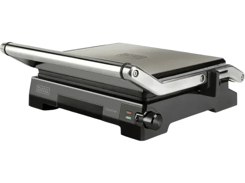 Grill Black+Decker BXGR2200E Potencia 2200W Apertura 180° Parrilla multifunción Inox