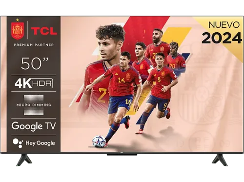 TV LED 50" TCL 50P655 UHD 4K Quad Core Smart TV Google TV HDR Brushed titanium metal front
