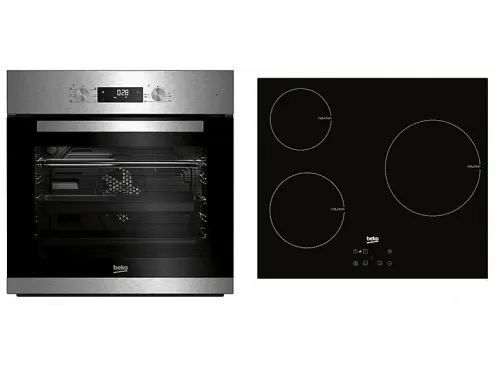 Pack Horno + Placa Beko BBSE12340XD Horno Multifunción 72 l Placa Inducción 3 zonas 59 cm Negro