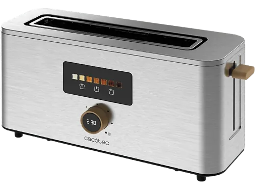 Tostadora Cecotec Touch&Toast Extra 1000 W 1 ranura 2 rebanadas 7 niveles Pantalla táctil Inox
