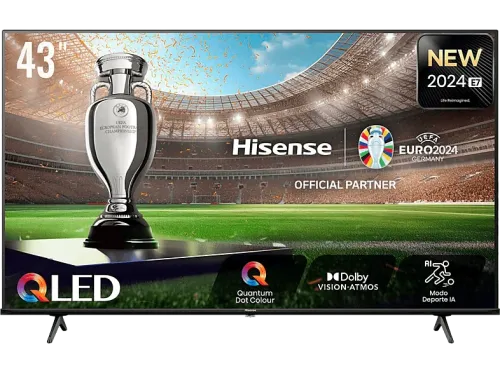 TV QLED 43" Hisense 43E7NQ UHD 4K HDR10+ Modo Juego Dobly MS12 Quad Core/MT9603 AI Air Play Negro