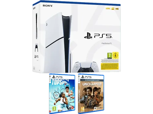 Consola Sony PlayStation 5 Slim Standard 1 TB SSD 1 mando + 2 Juegos (Uncharted: Colección Legado de los Ladrones + TopSpin 2K25)