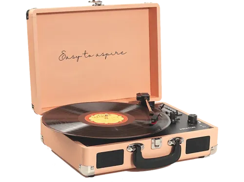 Tocadiscos Prixton VC400 78 rpm Bluetooth 2 Altavoces de 3W Formato WAV Peach