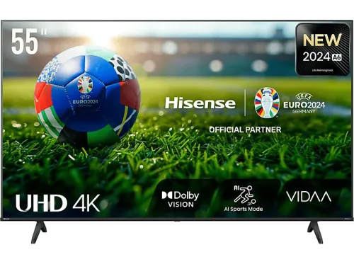 TV LED 55" Hisense 55A6N UHD 4K Smart TV HDR 10+ Dolby Vision Control por Voz Modo Juego IA Negro