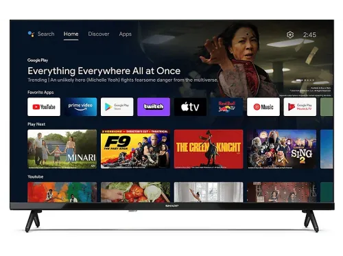 TV LED 32" Sharp 32FH7EA Full-HD Android TV con Capacidad HD DVB-T2 (H.265) Diseño sin Marco Bluetooth WiFi Asistente de Google Negro