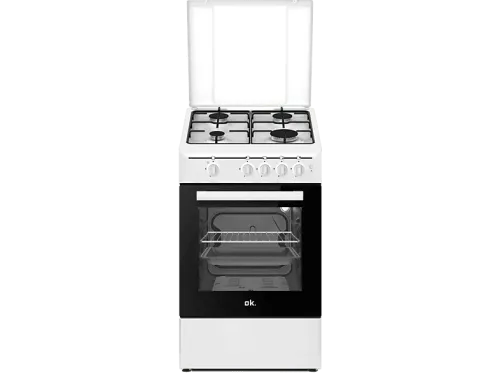 Cocina a gas OK. OFC 2421-3 A Gas Natural y Gas Butano 4 quemadores Horno de gas 49 l de Capacidad Blanco