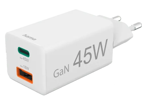 Cargador Hama 00201993 USB-C+USB-A Universal 45W 220V Blanco