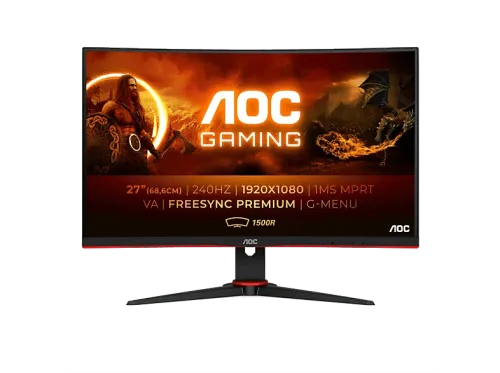 Monitor gaming AOC C27G2ZE/BK 27" FHD (1920x1080  Curved 1500R 240Hz 0.5 ms VA FreeSync  VESA HDMI 2x2.0 Displayport 1x1.2) Negro/rojo