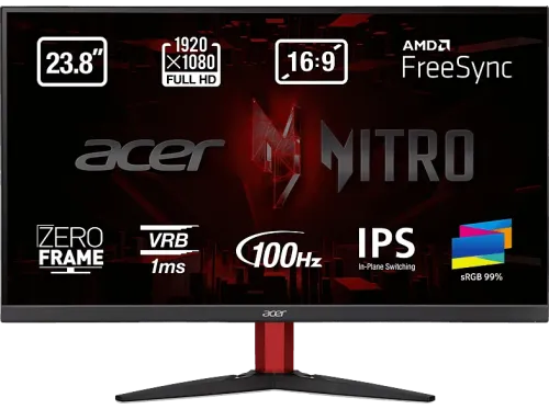 Monitor gaming Acer Nitro KG242YE 23.8" Full HD IPS 1 ms 100 Hz 2 x HDMI(1.4) + 1 x VGA FreeSync Negro