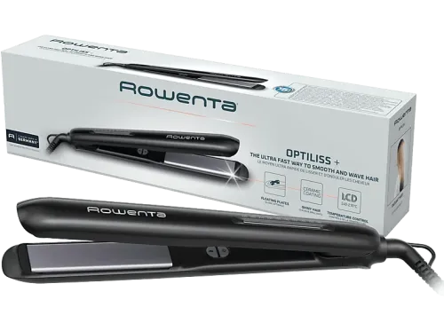Plancha de pelo Rowenta Optiliss + SF3320F0 Tecnología Thermo Control Revestimiento Cerámico Turmalina Hasta 230 °C LCD Apagado Autom. Negro