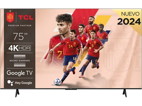 TV LED 75" TCL 75P655 UHD 4K Quad Core Smart TV Google TV HDR Brushed titanium metal front