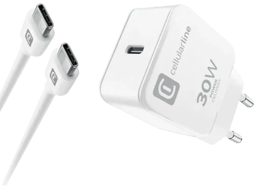Cargador Cellularline ACHIPHKITC2CPD30WW Para USB-C 30 W Blanco