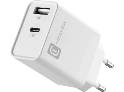 Cargador CellularLine ACHOTHUSB2PD20WW 20 W Super Fast Charging Sin Cable Blanco