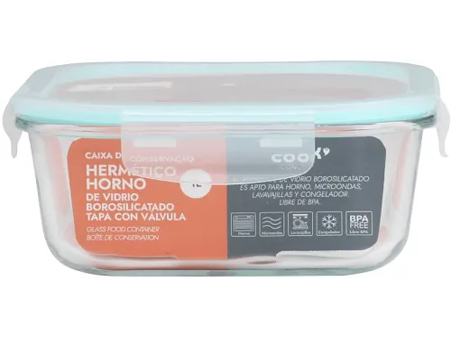 Tupper CMP Paris KAE1477 Vidrio borosilicatado 1 l Apto para horno microondas congelador y lavavajillas Azul y transparente